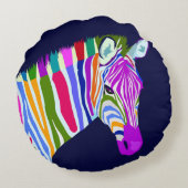 Kleurrijke Zebra Rond Kussen (Achterkant)