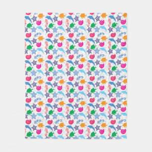 Kleurrijke Zee Dieren Illustratie Patroon Fleece Deken