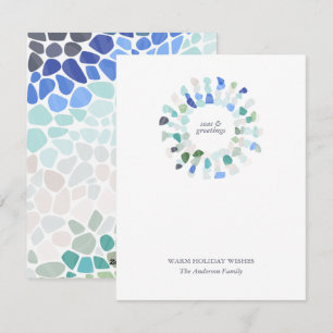 Kleurrijke Zeeen Glas Kerstkrans Feestdagenkaart