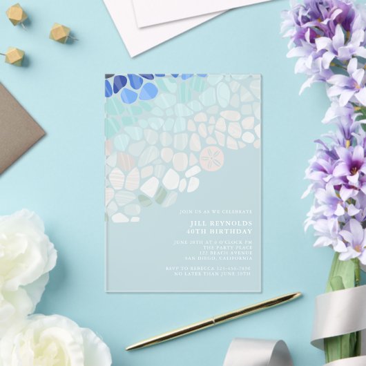 Kleurrijke Zeeen glazen acryl uitnodiging Acryl Uitnodigingen (Insitu (Huwelijk))