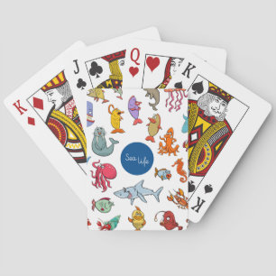 Kleurrijke Zeeleven Dieren Oceaan Karakters Pokerkaarten