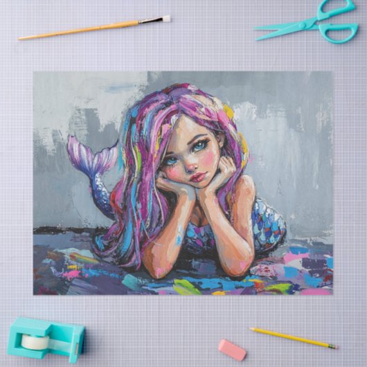 Kleurrijke Zeemeermin Olieverf Decoupage Tissuepapier (Craft)
