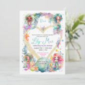 Kleurrijke Zeemeermin Party uitnodiging (Staand voorkant)