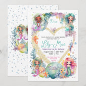 Kleurrijke Zeemeermin Party uitnodiging (Voorkant / Achterkant)