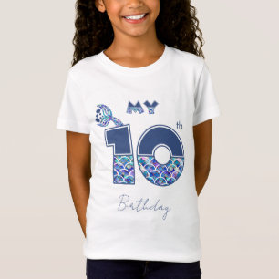 Kleurrijke Zeemeermin Schalen Meisjes 10th en Up V T-shirt