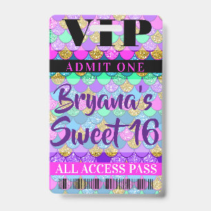 Kleurrijke Zeemeermin Schubben Feest Sweet 16 VIP Badge