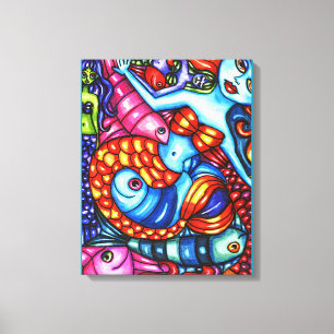 Kleurrijke zeemeerminnen Abstracte originele schil Canvas Afdruk