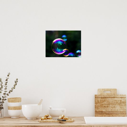 Kleurrijke zeepbellen drijven poster (Keuken)