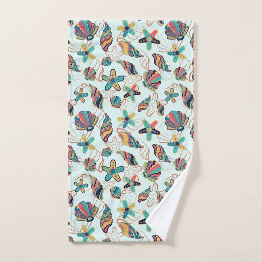 Kleurrijke zeeschelpen patroon badhanddoek set bad handdoek (Handdoek)