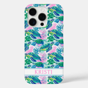 Kleurrijke Zeeschildpadden Geborduurd iPhone 16 Pro Hoesje
