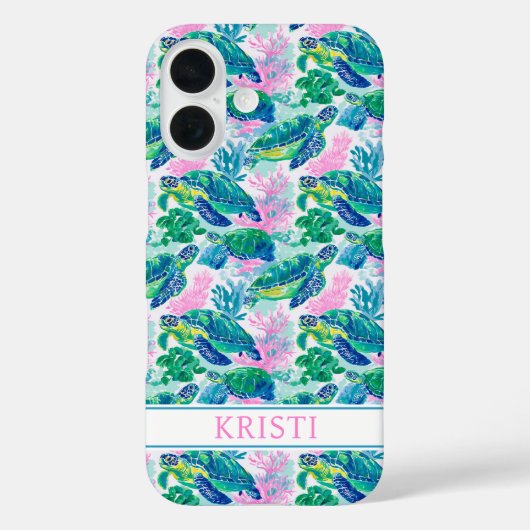 Kleurrijke Zeeschildpadden met Monogram Case-Mate iPhone Case (Achterkant)