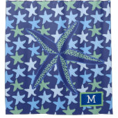 Kleurrijke Zeester Naadloos Patroon Met Monogram Douchegordijn (Voorkant)