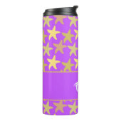 Kleurrijke zeester op paars thermosbeker (Gedraaid links)