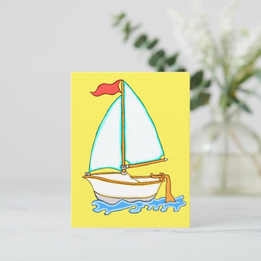 Kleurrijke zeilboot 1 Briefkaart (Staand voorkant)