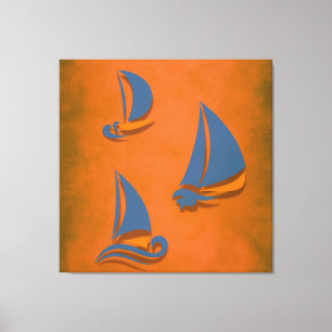 Kleurrijke zeilboot canvas afdruk