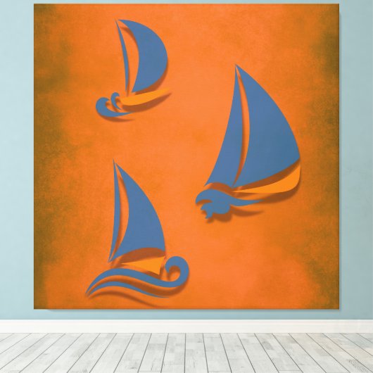 Kleurrijke zeilboot canvas afdruk (Insitu (Houten vloer))