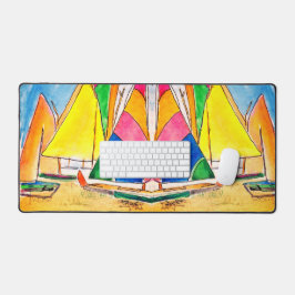 Kleurrijke zeilboten op Beach Desk Mat