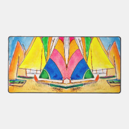 Kleurrijke zeilboten op Beach Desk Mat