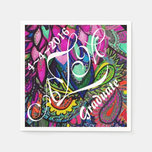 Kleurrijke zen Tangle Monogram servetten (Voorkant)