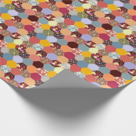 Kleurrijke zeshoek bloemen quilten ontwerp cadeaupapier (Hoek)