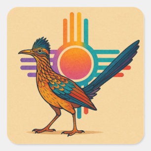 Kleurrijke Zia-zon uit New Mexico Vierkante Sticker