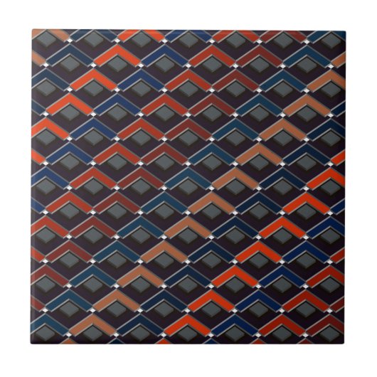 kleurrijke zigzag Karo-stappen Tegeltje (Voorkant)