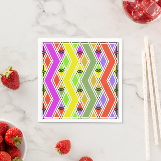 Kleurrijke Zigzag Lines Papieren servetten (Insitu)