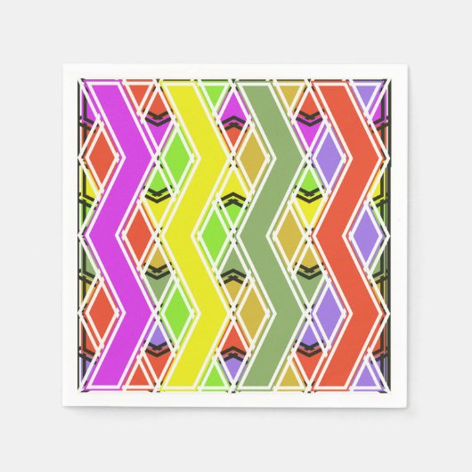 Kleurrijke Zigzag Lines Papieren servetten (Voorkant)