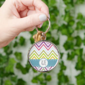 kleurrijke zigzag, regenboogzigzag, Chevron, monog Sleutelhanger (Hand)