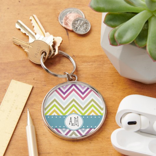 kleurrijke zigzag, regenboogzigzag, Chevron, monog Sleutelhanger (Bureau)