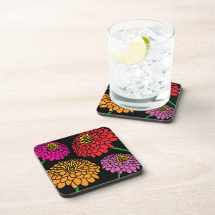 Kleurrijke Zinnia bloemenprint drink onderzetter s