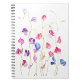 kleurrijke zoete erwten bloemen waterverf notitieboek (Voorkant)