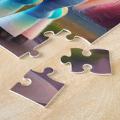 Kleurrijke zoete Pony met regenboog, neonlichten P Legpuzzel (Zijkant)