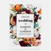 Kleurrijke zomer bloemen bruiloft acryl bord (Voorkant)