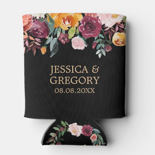 Kleurrijke Zomer Bloemen grens Bruiloft Ontwerp Blikjeskoeler (Achterkant)