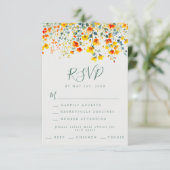 Kleurrijke zomer bloemenbruiloft RSVP kaartje (Staand voorkant)
