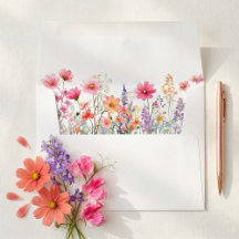 Kleurrijke Zomer Boho Wilde Bloem Huwelijksenvelop