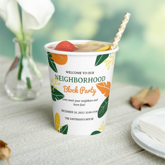 Kleurrijke Zomer Buurt Block Party Papieren Bekers (Insitu)