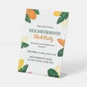 Kleurrijke Zomer Buurt Block Party Reclamebord Met Voetstuk (Voorkant)