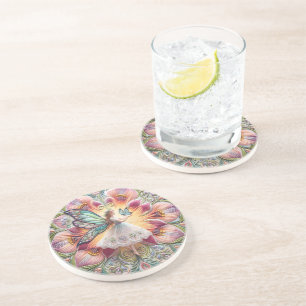 Kleurrijke zomer fee vlinder zandsteen onderzetter