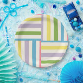 Kleurrijke zomer gestreepte blokken patroon papieren bordje (Feest)