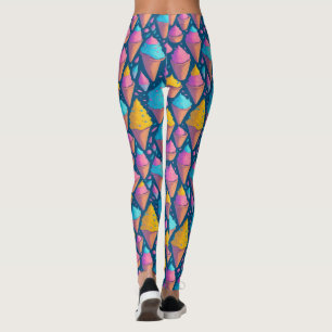 Kleurrijke zomer ijs kegels snoeppatroon leggings