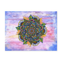 Kleurrijke zomer Mandala w / Waterverf achtergrond