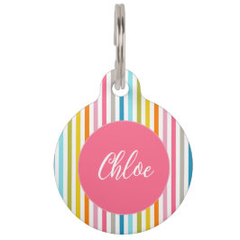 Kleurrijke zomer regenboog strepen huisdierpenning