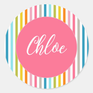 Kleurrijke zomer regenboog strepen ronde sticker