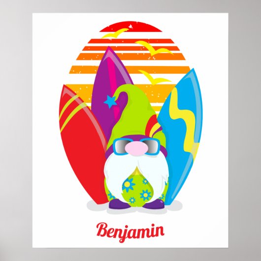 Kleurrijke zomer surfgnoom poster (Voorkant)