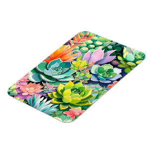 Kleurrijke Zomer Vetplant Botanische Tuin Magneet