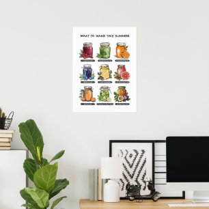 Kleurrijke Zomer Waterverf Mason Jar Food Poster