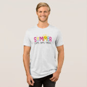 Kleurrijke Zomerdips Sips Trips met Drink en zon Tri-Blend Shirt (Voorkant volledig)
