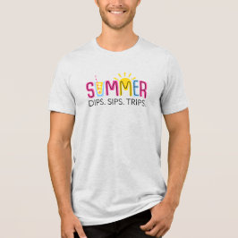 Kleurrijke Zomerdips Sips Trips met Drink en zon Tri-Blend Shirt